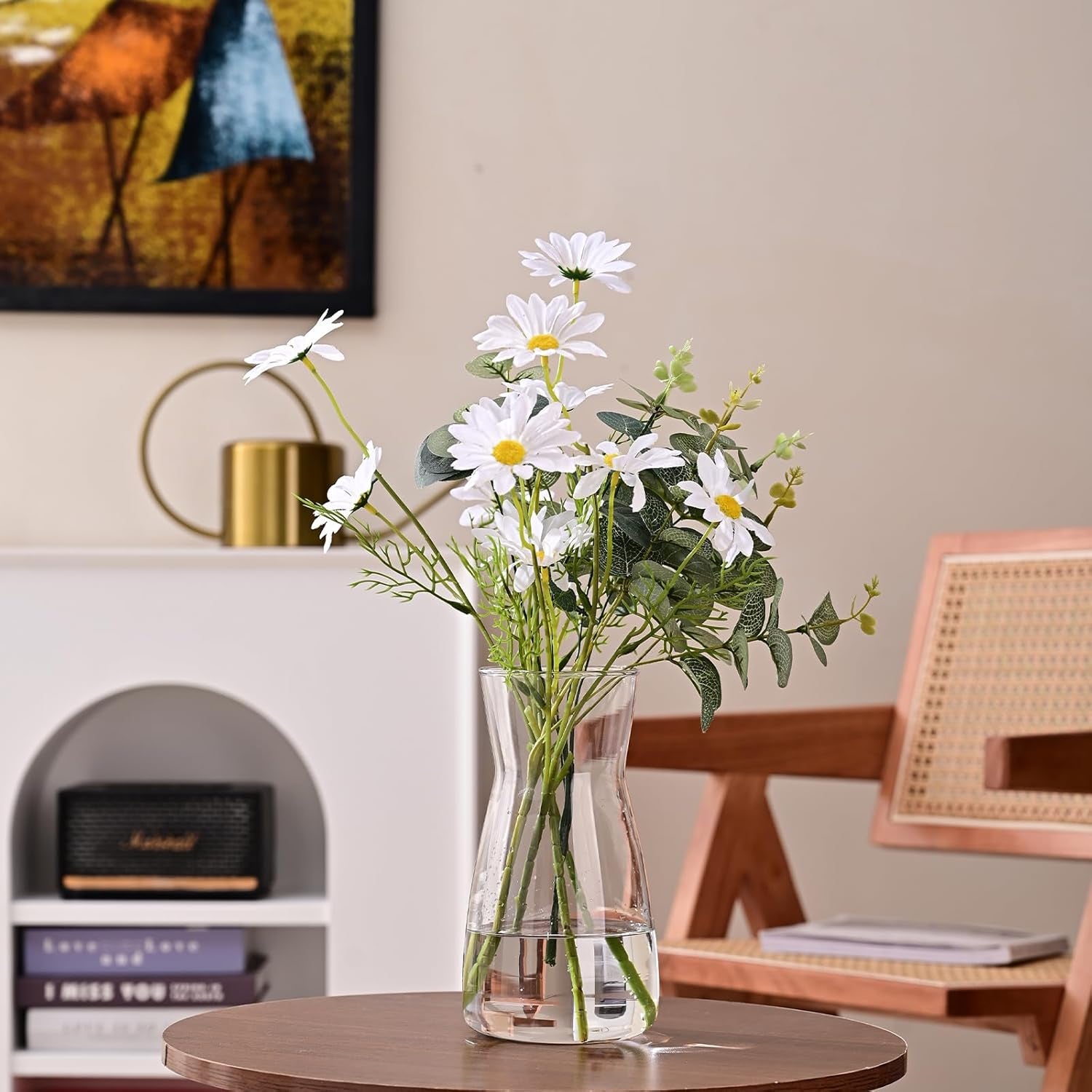 8-Inch Clear Glass Flower Vase – Modern Boho Centerpiece for Table, Home & Wedding Decor