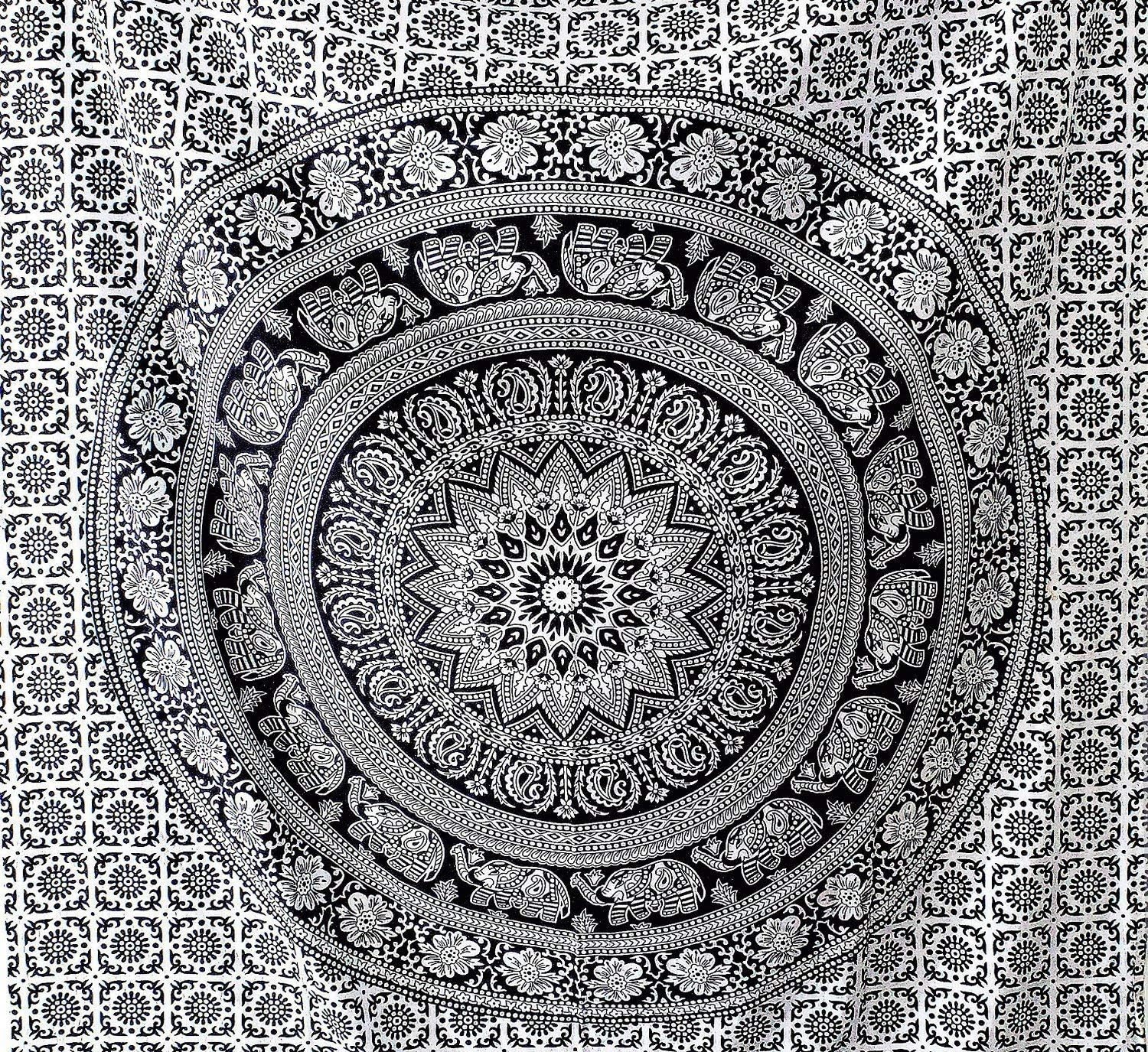 Wall Hanging Tapestry for Bedroom – Bohemian Hippie Mandala with Floral Indian Design, Dorm Decor 30x40 Inch