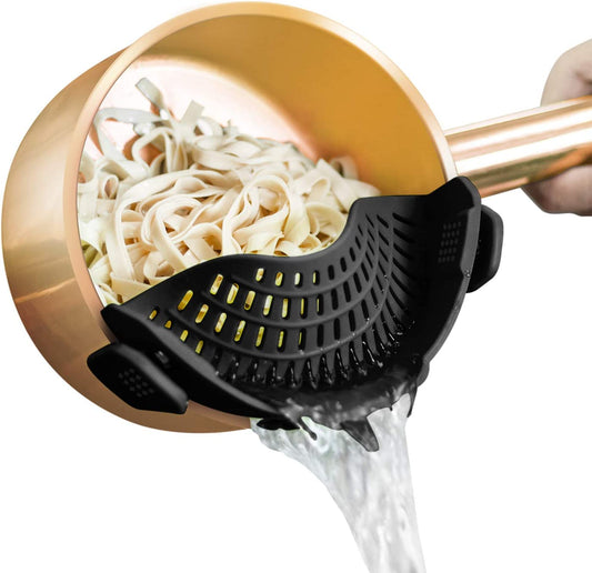 Universal Silicone Clip-On Strainer – Fits All Pots & Pans, Easy Pour Food Colander