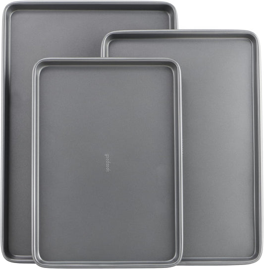 Nonstick Carbon Steel Baking Sheet Set – 3-Piece Everyday Bakeware Set (Small, Medium, Large)