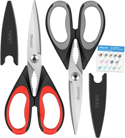 Heavy Duty Kitchen Scissors – All-Purpose Stainless Steel Food Shears with Protective Sheath, Dishwasher Safe