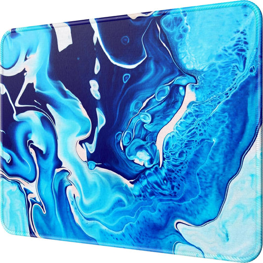Premium XL Mouse Pad – 30% Larger Waterproof Gaming & Office Mat with Anti-Fray Edges, Blue Waves