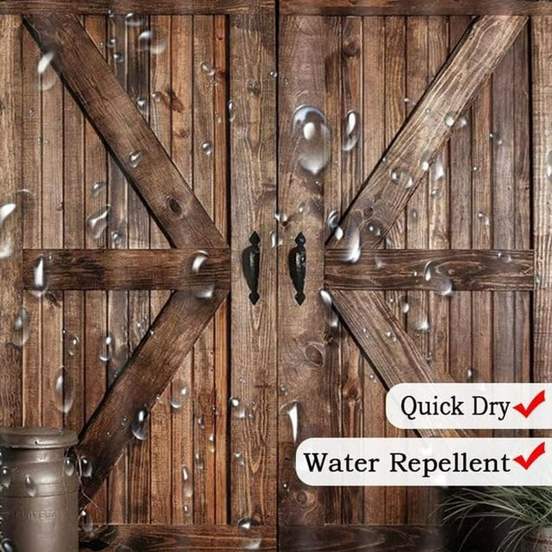 Rustic Barn Door Shower Curtain Set - Farmhouse-Inspired Waterproof Bathroom Decor with Hooks, 70 x 72 Inches